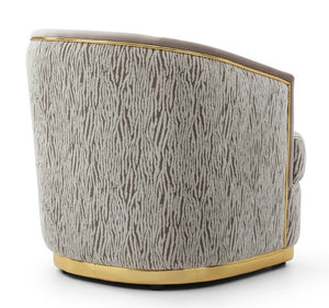 English Elm Lexington Chenille Accent Chair with Gold Trim and Beige Pillow for Living Rooms B078P498701