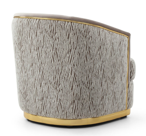 English Elm Lexington Chenille Accent Chair with Gold Trim and Beige Pillow for Living Rooms B078P498701