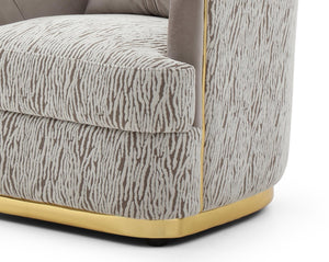 English Elm Lexington Chenille Accent Chair with Gold Trim and Beige Pillow for Living Rooms B078P498701