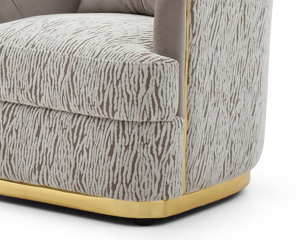 English Elm Lexington Chenille Accent Chair with Gold Trim and Beige Pillow for Living Rooms B078P498701