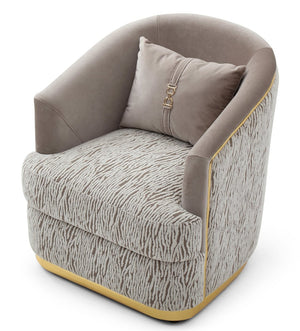 English Elm Lexington Chenille Accent Chair with Gold Trim and Beige Pillow for Living Rooms B078P498701