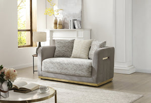English Elm Lexington Velvet Chenille Loveseat with Gold Trim and Three Accent Pillows Included B078P498702