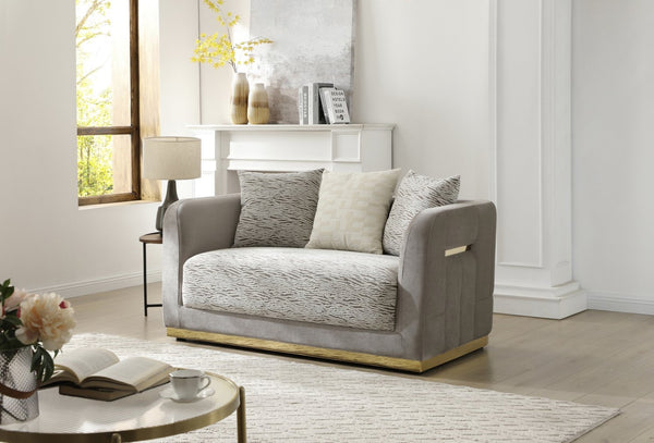 English Elm Lexington Velvet Chenille Loveseat with Gold Trim and Three Accent Pillows Included B078P498702