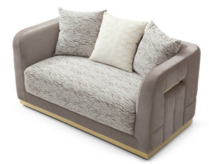 English Elm Lexington Velvet Chenille Loveseat with Gold Trim and Three Accent Pillows Included B078P498702