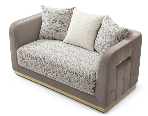 English Elm Lexington Velvet Chenille Loveseat with Gold Trim and Three Accent Pillows Included B078P498702