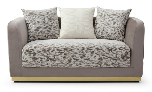 English Elm Lexington Velvet Chenille Loveseat with Gold Trim and Three Accent Pillows Included B078P498702