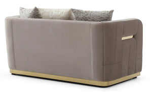 English Elm Lexington Velvet Chenille Loveseat with Gold Trim and Three Accent Pillows Included B078P498702