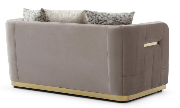 English Elm Lexington Velvet Chenille Loveseat with Gold Trim and Three Accent Pillows Included B078P498702