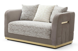 English Elm Lexington Velvet Chenille Loveseat with Gold Trim and Three Accent Pillows Included B078P498702