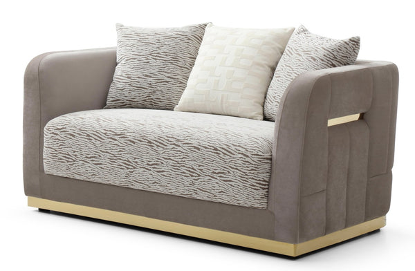 English Elm Lexington Velvet Chenille Loveseat with Gold Trim and Three Accent Pillows Included B078P498702