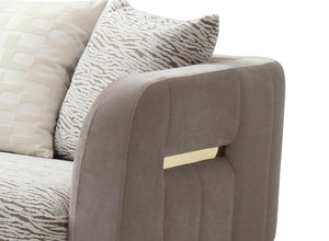 English Elm Lexington Velvet Chenille Loveseat with Gold Trim and Three Accent Pillows Included B078P498702