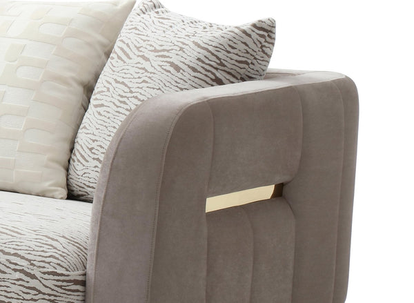 English Elm Lexington Velvet Chenille Loveseat with Gold Trim and Three Accent Pillows Included B078P498702