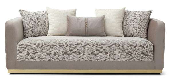 English Elm Lexington Plush Chenille Sofa with Gold Trim and Five Accent Pillows for Elegant Rooms B078P498703