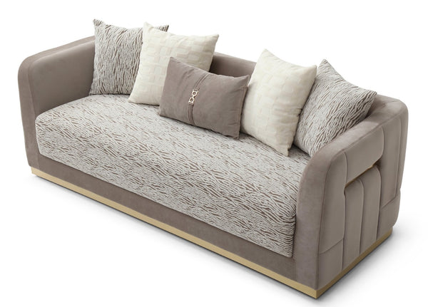 English Elm Lexington Plush Chenille Sofa with Gold Trim and Five Accent Pillows for Elegant Rooms B078P498703