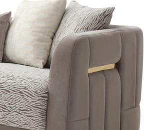 English Elm Lexington Plush Chenille Sofa with Gold Trim and Five Accent Pillows for Elegant Rooms B078P498703
