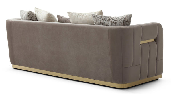 English Elm Lexington Plush Chenille Sofa with Gold Trim and Five Accent Pillows for Elegant Rooms B078P498703