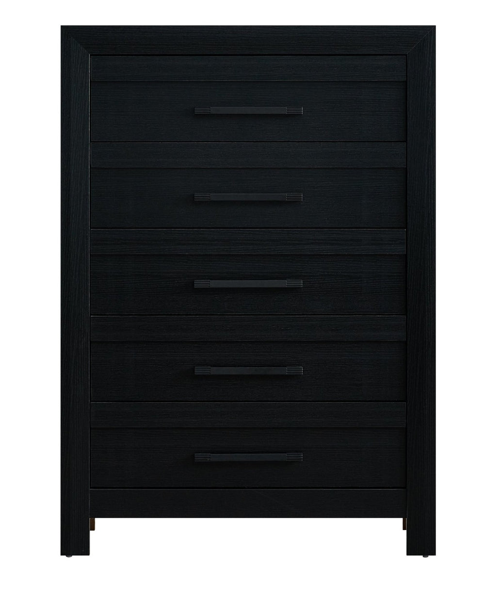 English Elm Rustica Five Drawer Tall Chest Matte Black Finish Modern Bedroom Storage Cabinet B078P498704