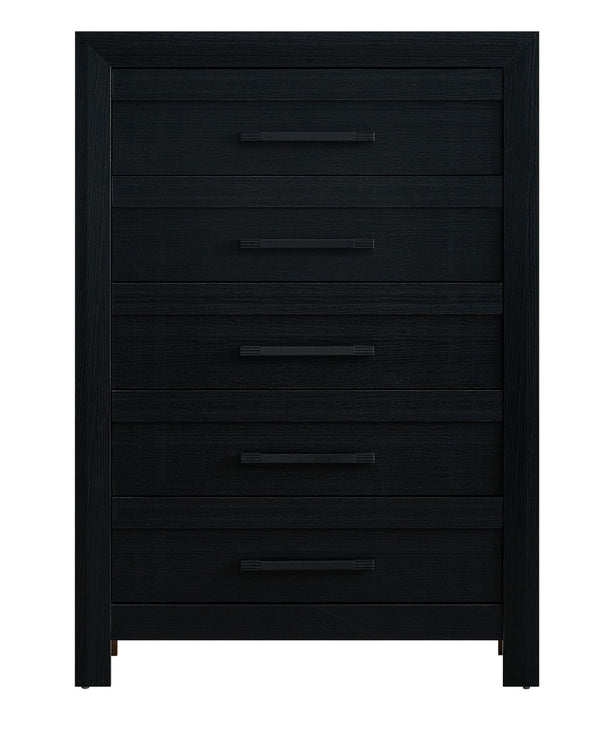 English Elm Rustica Five Drawer Tall Chest Matte Black Finish Modern Bedroom Storage Cabinet B078P498704