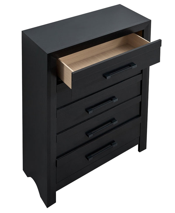 English Elm Rustica Five Drawer Tall Chest Matte Black Finish Modern Bedroom Storage Cabinet B078P498704