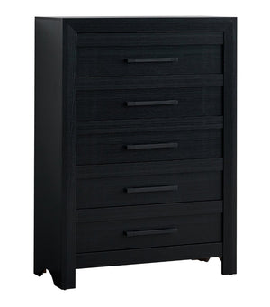 English Elm Rustica Five Drawer Tall Chest Matte Black Finish Modern Bedroom Storage Cabinet B078P498704