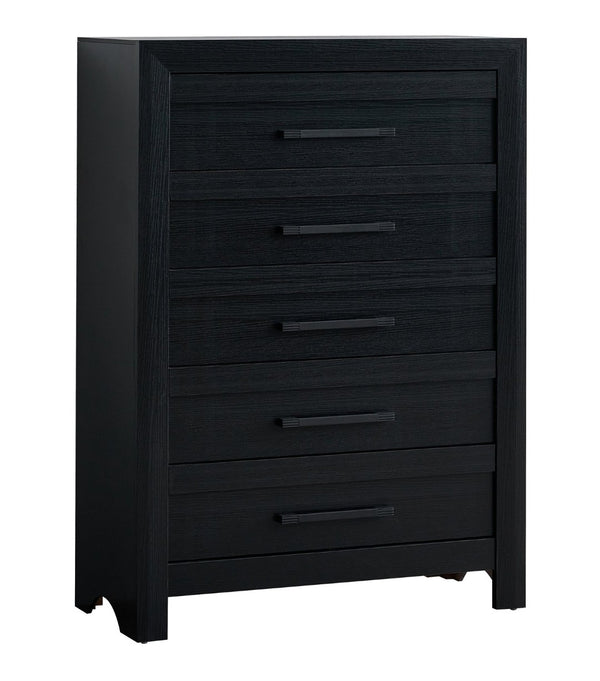 English Elm Rustica Five Drawer Tall Chest Matte Black Finish Modern Bedroom Storage Cabinet B078P498704