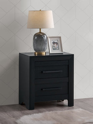 English Elm Rustica Two Drawer Nightstand Matte Laminate Dovetail Storage Modern Bedside Cabinet Black B078P498707