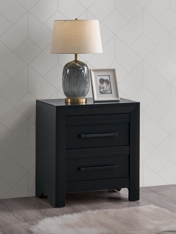 English Elm Rustica Two Drawer Nightstand Matte Laminate Dovetail Storage Modern Bedside Cabinet Black B078P498707