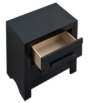 English Elm Rustica Two Drawer Nightstand Matte Laminate Dovetail Storage Modern Bedside Cabinet Black B078P498707