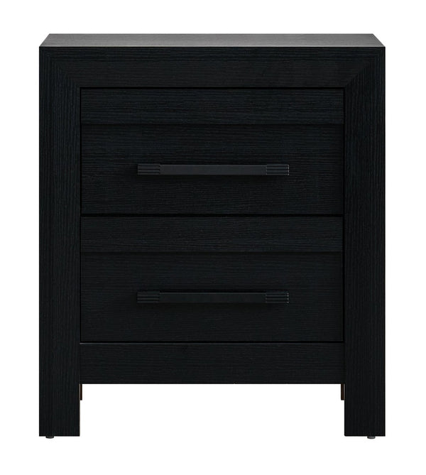 English Elm Rustica Two Drawer Nightstand Matte Laminate Dovetail Storage Modern Bedside Cabinet Black B078P498707