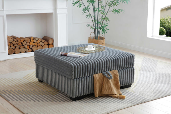English Elm Teddy Fabric Storage Ottoman Large Square Lift Top Footrest for Living Room Gray B078P511686