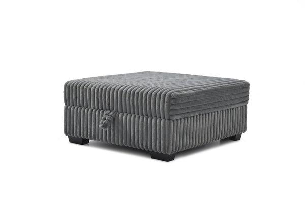 English Elm Teddy Fabric Storage Ottoman Large Square Lift Top Footrest for Living Room Gray B078P511686