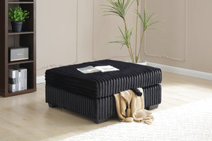 English Elm Teddy Fabric Storage Ottoman Large Square Lift Top Footrest for Living Room Black B078P511694