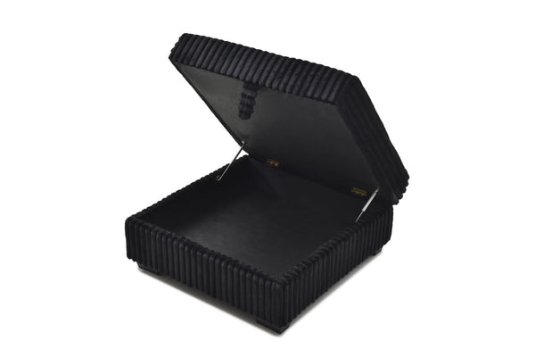 English Elm Teddy Fabric Storage Ottoman Large Square Lift Top Footrest for Living Room Black B078P511694
