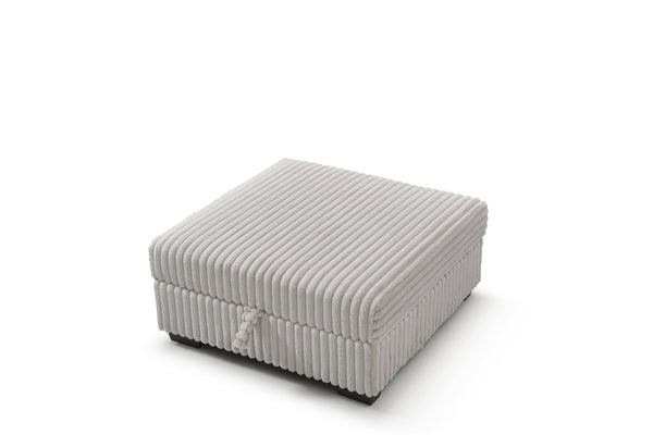 English Elm Teddy Fabric Storage Ottoman Large Square Lift Top Footrest for Living Room Ivory B078P511702