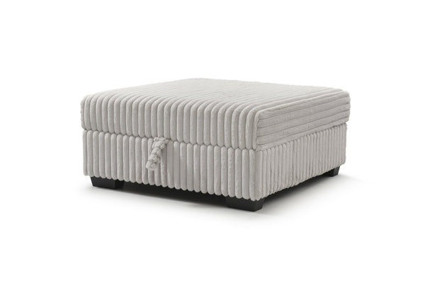 English Elm Teddy Fabric Storage Ottoman Large Square Lift Top Footrest for Living Room Ivory B078P511702