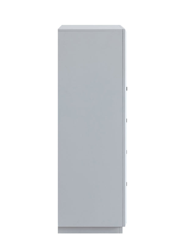English Elm Mars Five Drawer Chest with Chrome Lucite Hardware and White Lacquer Glam Bedroom Finish B078P532714