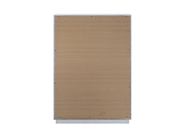 English Elm Mars Five Drawer Chest with Chrome Lucite Hardware and White Lacquer Glam Bedroom Finish B078P532714
