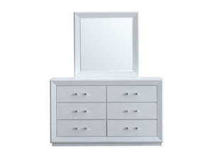 English Elm Mars Six Drawer Dresser White Lacquer Finish Chrome Lucite Hardware Glam Bedroom B078P532715