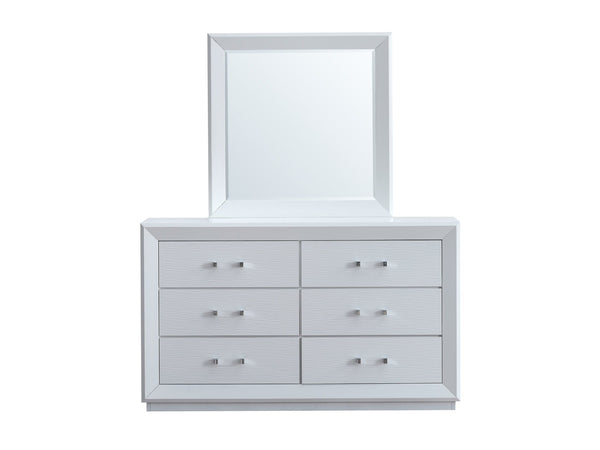 English Elm Mars Six Drawer Dresser White Lacquer Finish Chrome Lucite Hardware Glam Bedroom B078P532715