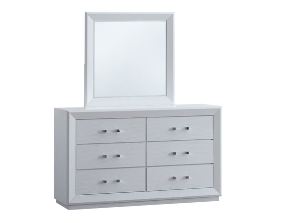 English Elm Mars Six Drawer Dresser White Lacquer Finish Chrome Lucite Hardware Glam Bedroom B078P532715