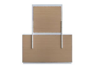 English Elm Mars Six Drawer Dresser White Lacquer Finish Chrome Lucite Hardware Glam Bedroom B078P532715
