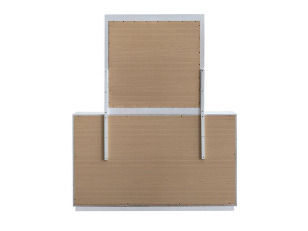 English Elm Mars Six Drawer Dresser White Lacquer Finish Chrome Lucite Hardware Glam Bedroom B078P532715