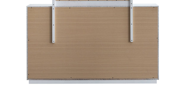 English Elm Mars Six Drawer Dresser White Lacquer Finish Chrome Lucite Hardware Glam Bedroom B078P532715