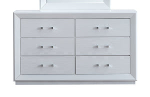 English Elm Mars Six Drawer Dresser White Lacquer Finish Chrome Lucite Hardware Glam Bedroom B078P532715