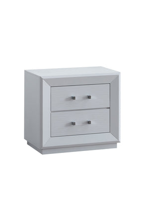 English Elm Mars Two-drawer White Gloss Nightstand with Chrome Lucite Hardware for Modern Bedrooms B078P532717