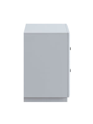 English Elm Mars Two-drawer White Gloss Nightstand with Chrome Lucite Hardware for Modern Bedrooms B078P532717