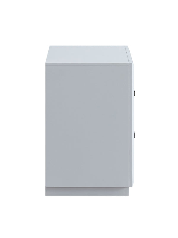 English Elm Mars Two-drawer White Gloss Nightstand with Chrome Lucite Hardware for Modern Bedrooms B078P532717