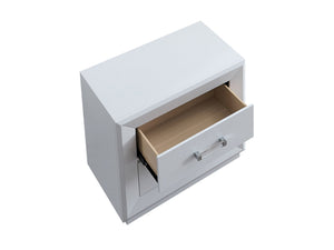 English Elm Mars Two-drawer White Gloss Nightstand with Chrome Lucite Hardware for Modern Bedrooms B078P532717