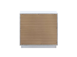 English Elm Mars Two-drawer White Gloss Nightstand with Chrome Lucite Hardware for Modern Bedrooms B078P532717