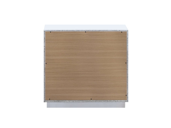 English Elm Mars Two-drawer White Gloss Nightstand with Chrome Lucite Hardware for Modern Bedrooms B078P532717